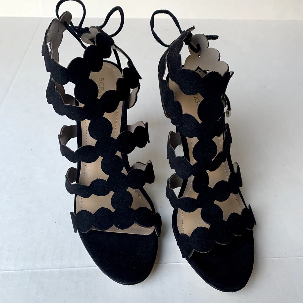BCBGeneration High Heel Sandal Shoes CHIKO Black Suede Strappy Tie Gladiator 6.5 - Picture 5 of 8